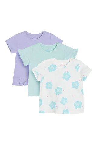 3 T-shirts Lichtpaars, zeegroen en wit