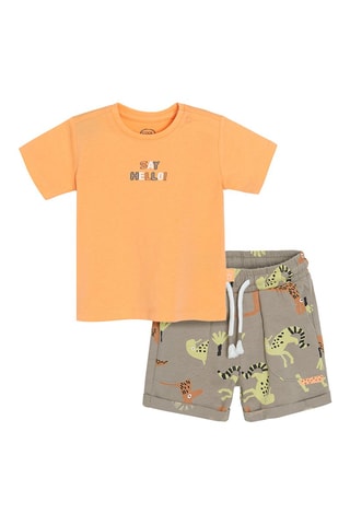 T-shirt en Short Oranje en Kaki