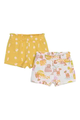 2 Shorts Mosterdgeel en Wit