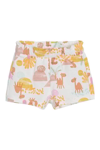 2 Shorts Mosterdgeel en Wit