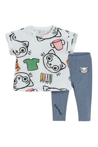 T-shirt et legging Kicia Kocia Blanc et bleu marine chiné