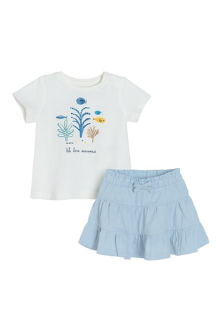 T-shirt en Rok Wit en Blauw