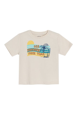 T-shirt en Short Beige en Gemêleerd Turquoise
