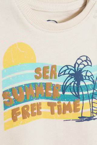 T-shirt en Short Beige en Gemêleerd Turquoise