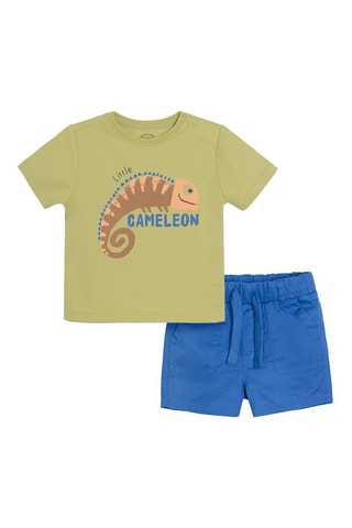 T-shirt en Short olijfgroen en kobaltblauw