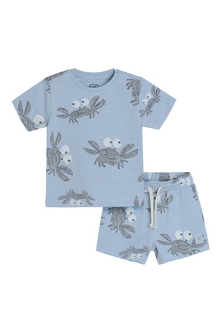T-shirt en Short Gemêleerd Hemelsblauw en Donkergrijs