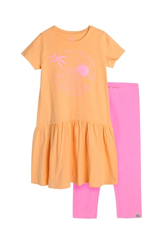 Jurk en Legging Oranje en Fuchsia