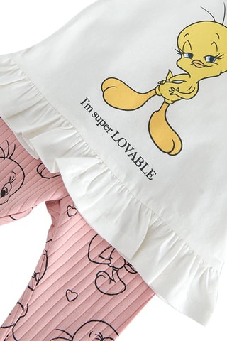 T-shirt en Legging Tweety en Sylvester Looney Tunes Wit en Roze