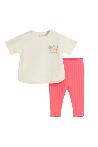 T-shirt en Legging Ecru en Rood