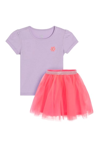 T-shirt en Rok Paars en Roze