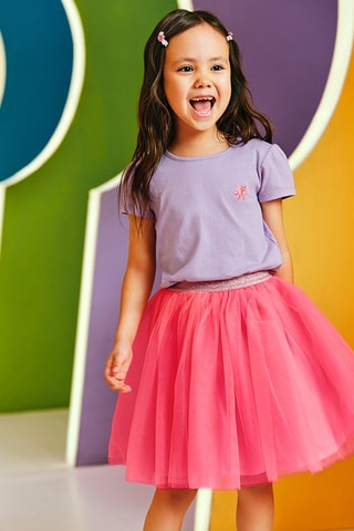 T-shirt en Rok Paars en Roze