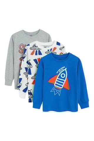 3 T-shirts - Gemêleerd Grijs en Kobaltblauw