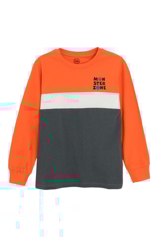 T-shirt - Oranje en Gemêleerd Donkergrijs