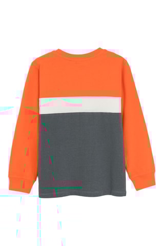 T-shirt - Oranje en Gemêleerd Donkergrijs