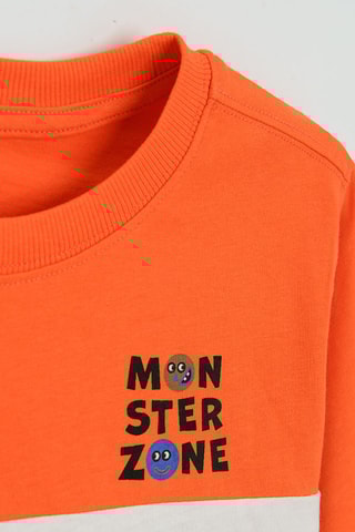 T-shirt - Oranje en Gemêleerd Donkergrijs