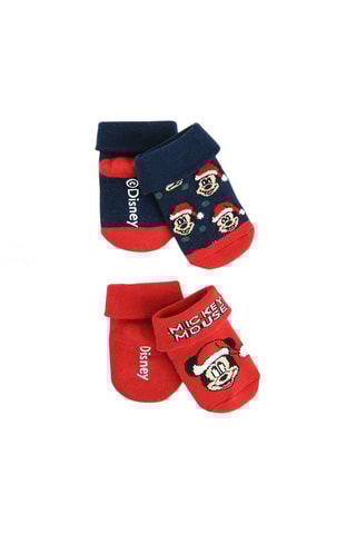2 Paar Sokken Mickey - Rood en Marineblauw