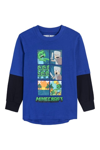 T-shirt trompe-l’oeil Minecraft’oeil - Marineblauw