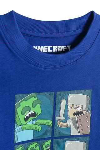 T-shirt trompe-l’oeil Minecraft’oeil - Marineblauw