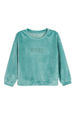 Ribfluwelen Sweater Zeegroen
