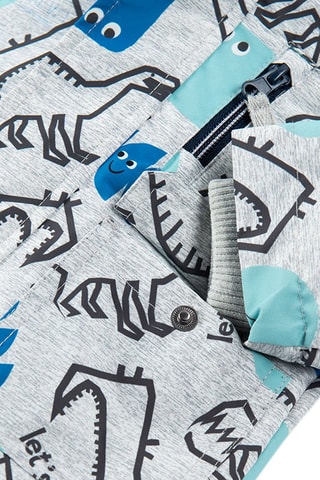 Jasje met Capuchon gemêleerd lichtgrijs en turquoise