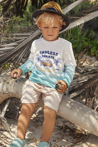 T-shirt Dip and Dye Wit en Zeegroen