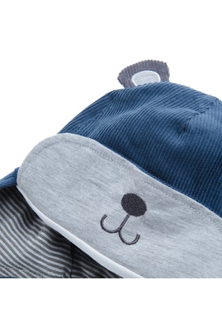 Bonnet aviateur à oreilles en velours - Bleu marine