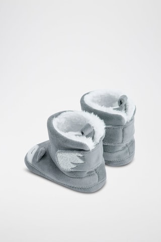 Chaussons fourrés à oreilles - Gris clair