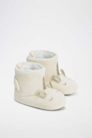 Chaussons fourrés à oreilles - Ecru