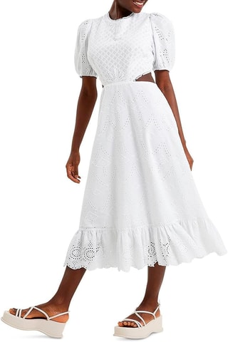 Robe midi en broderie anglaise Esse - Blanc
