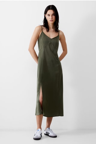 Jurk Satin - Kaki