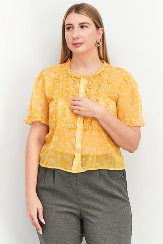 Korte Blouse Ruffle - Geel