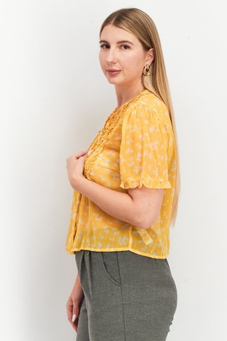 Korte Blouse Ruffle - Geel