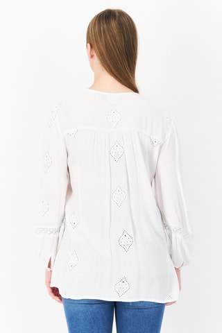 Top met Engelse Borduursels Boho - Wit