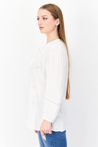 Top met Engelse Borduursels Boho - Wit