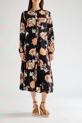 Robe chemise Floral - Noir
