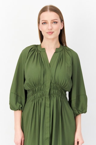 Blouse-jurk Pleat - Kaki