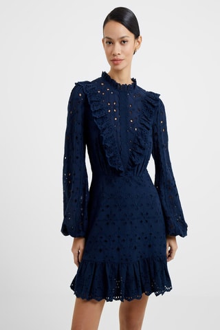 Robe volantée en broderie anglaise Appelona - Bleu marine