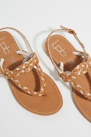 Sandálias Ismery - Camel e dourado
