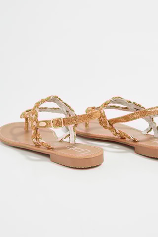 Sandálias Ismery - Camel e dourado