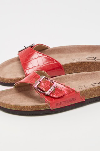 Mules envernizados Vermelho