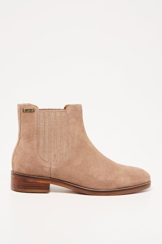 Botins Chelsea em couro de vitelo Constance - Bege