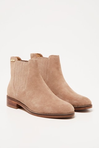 Botins Chelsea em couro de vitelo Constance - Bege