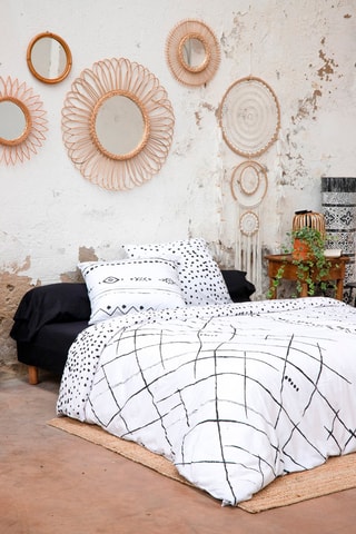 Parure de couette en coton 57 fils/cm² Ikat - Blanc
