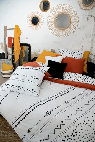 Parure de couette en coton 57 fils/cm² Ikat - Blanc