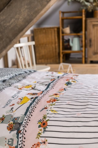 Parure de couette en coton 57 fils/cm² Jardinage - Blanc et bleu