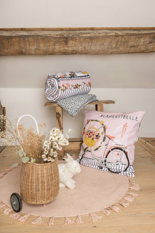 Parure de couette en coton 57 fils/cm² Jardinage - Blanc et bleu