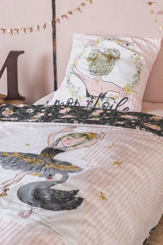 Parure de couette réversible en coton 57 fils/cm² Mon étoile - Rose