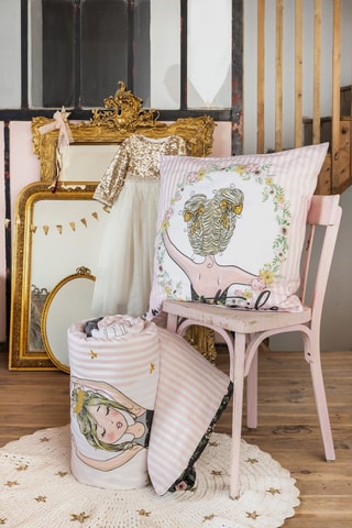 Parure de couette réversible en coton 57 fils/cm² Mon étoile - Rose