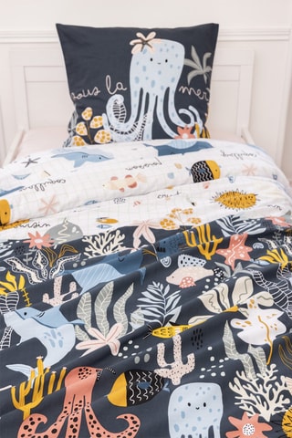 Parure de couette 57 fils/cm² Octopia - Bleu marine et blanc