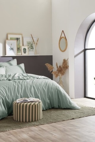 Housse de couette en percale de coton 80 fils/cm² Bally  - Céladon